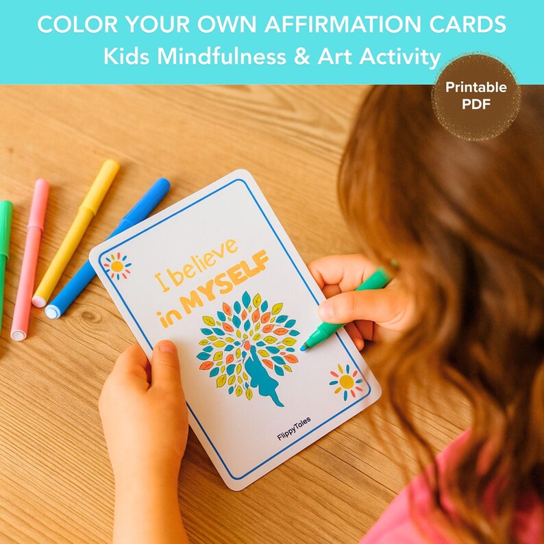Color Your Own Affirmation Cards | Kids Mindfulness Art (printable PDF ...