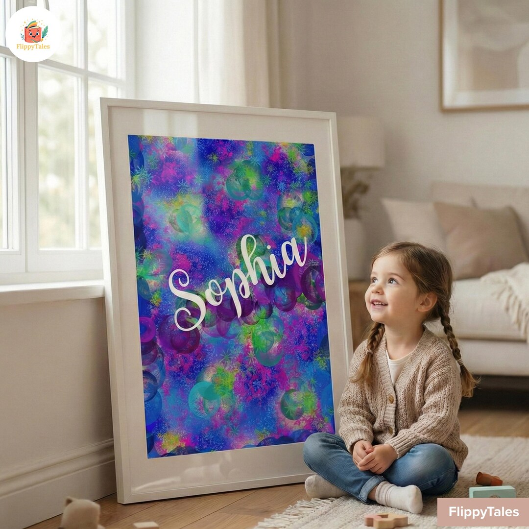 Personalized Abstract Name Print | Bold Rainbow Kids Room Wall Art ...