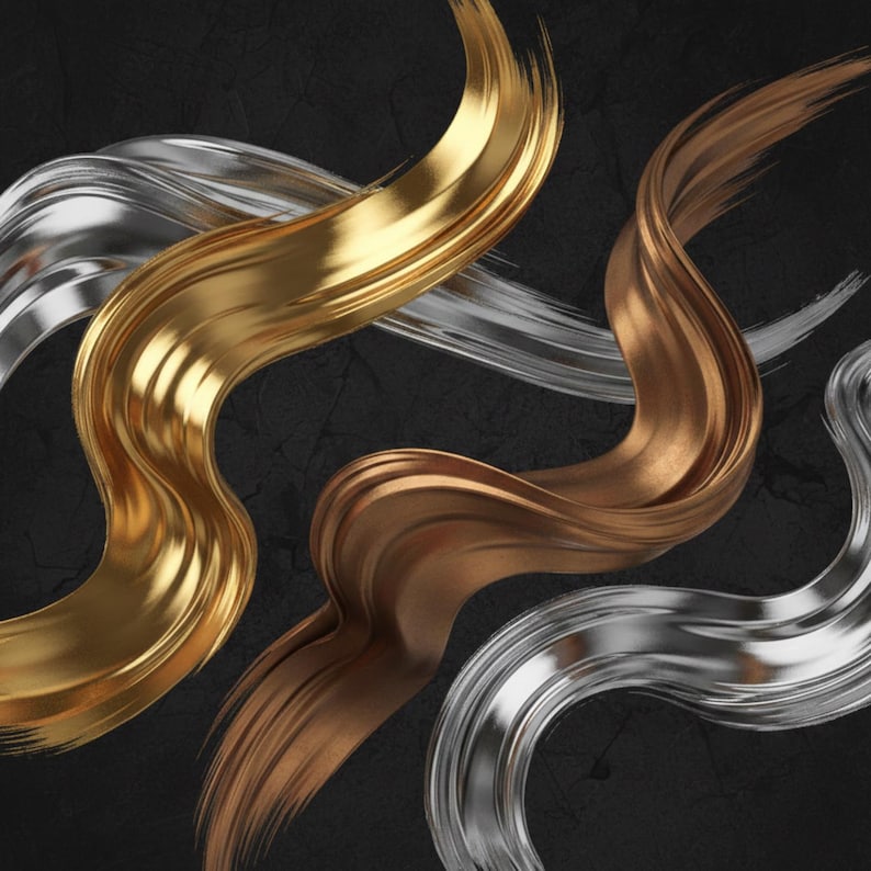 Procreate Metallic Texture Brush Bundle | Foil, Grunge (digital ...