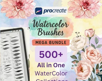 Procreate Watercolor Brushes | 500+ Brush Set, Texture & Wash (Instant Download)