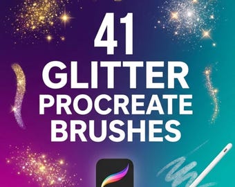 41 Glitter & Sparkle Procreate Brushes | Shiny Texture Brush Set | Color Palettes | Sparkley, Glow, and Glitter Effects for creators on iPad