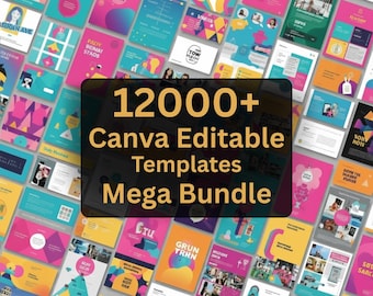 Megapaquete de más de 12 000 plantillas editables de Canva para redes sociales, negocios, planificación, marketing, Instagram, volantes y presentaciones.