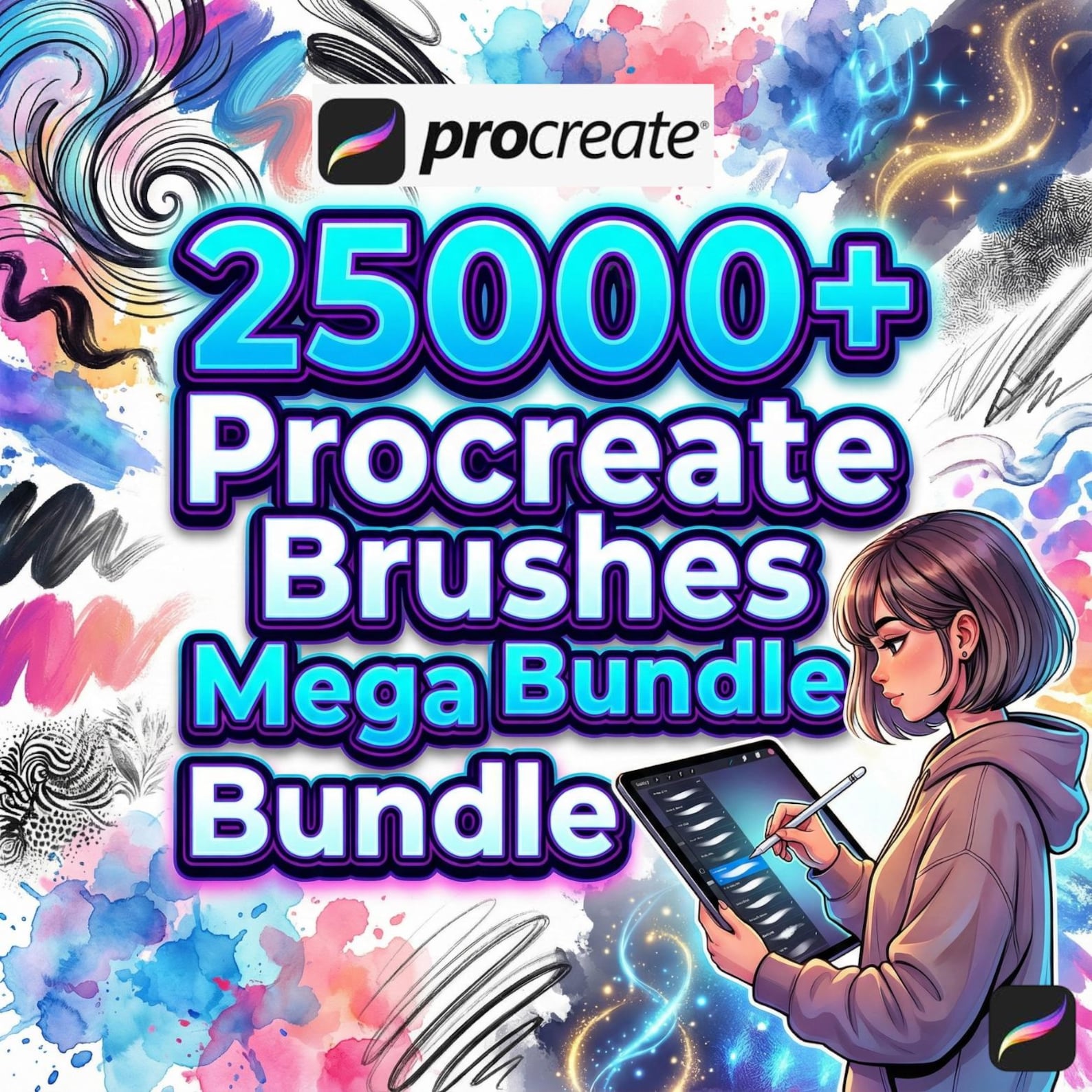 25000+ Procreate Brushes Mega Bundle | Tattoo, Anime, Sketch (digital ...