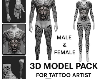 Procreate 3D Models All in one Bundle| Male & Female Bodies for Tattoo Artists