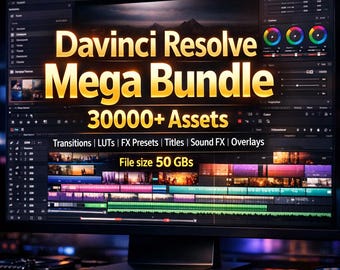 DaVinci ReSolve Mega Bundle: 30000+ Übergänge, LUTs, Titel, Effekte (Digitaler Download)