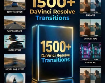 1500+ DaVinci Resolve Transitions | Seamless Cinematic Video Editing Effects Mega Bundle for YouTubers Filmmakers Editors