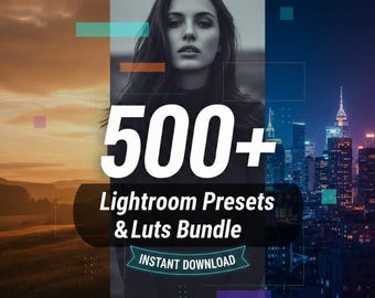 500 Lightroom Presets and LUTs | Mobile and Desktop Photo Editing (Instant Download)