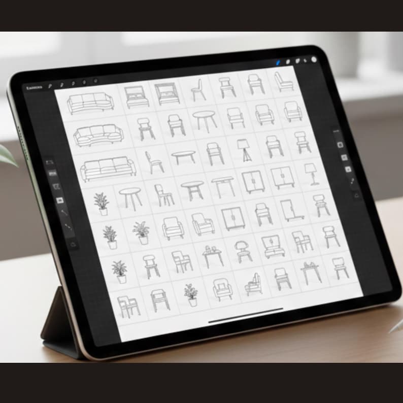 Procreate Interior Design Stamps | 2000+ Furniture & Room Brushes ...