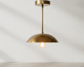 Lámpara colgante de cúpula de latón moderna de mediados de siglo, lámpara de techo colgante de estilo vintage, lámpara de comedor de isla de cocina minimalista, luces de comedor