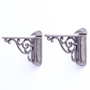 Staffa per mensola in vetro color argento antico, supporto decorativo a parete in lega di zinco