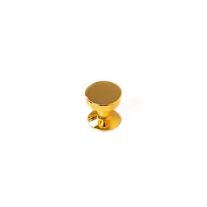 Puxador redondo para armário em liga de zinco, 21 mm, acabamento dourado polido.
