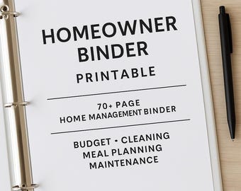New Homeowner Organizer — Home Management Binder | Budget, Cleaning, Meals, Maintenance