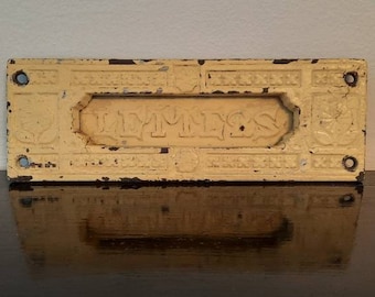 Antique Cast Iron Door Mail Letter Slot Flap Hardware 1881