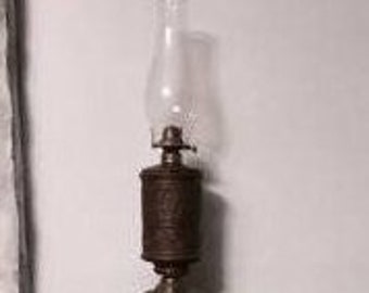 Antique Brass Oil Lamp 19.5" Tabletop Light Aesthetic Movement