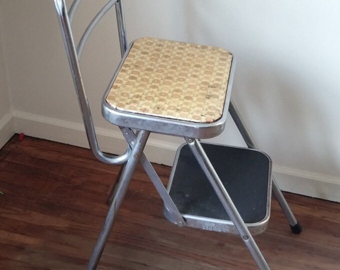 Vintage Folding Step Stool Kitchen Chair Mid Century Lincoln Beautyware ...