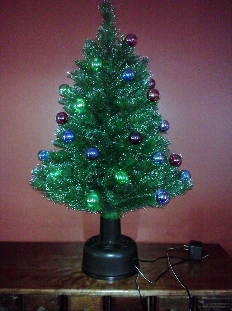 Tabletop Christmas Tree Vintage Rotating Prelit Fiber Optic | Etsy