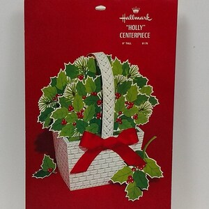 Hallmark Tabletop Display Vintage Hallmark Christmas Tabletop Centerpiece Basket Holly Display ...