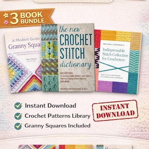 Crochet Stitch Dictionary PDF | 440 Crochet Stitches Guide | Granny Square Patterns | Crochet Pattern Book | Crochet Masterclass Bundle