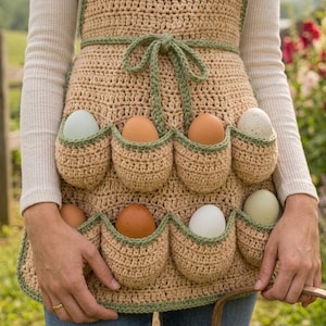 Crochet Egg Collecting Apron Pattern PDF Chicken Egg Apron Tutorial, Farmhouse Apron Pattern Homestead Crochet Project Instant Download