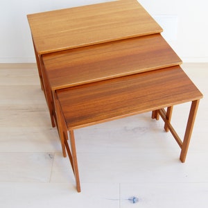 Danish Modern Solid Teak Nesting Tables Peter Hvidt and Orla Molgaard Nielsen France and Deverkosen Made in Denmark image 2