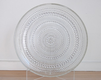 Scandinavian Modern Iittala Kastehelmi Dinner Plate Clear Made in Finland Oiva Toikka