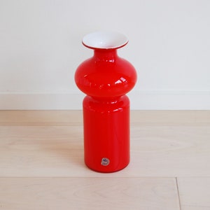Danish Modern Holmegaard Red Glass Vase Carnaby Per Lutken Made in Denmark image 2
