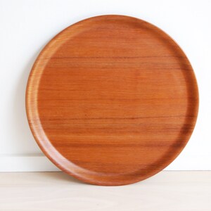 Vintage Mid Century Modern 14 inch Teak Round Serving Tray by Selandia Designs Made in Taiwan image 4