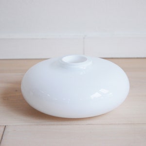 Vintage Modern White Cased Glass Round Flower Vase Bergdala Sweden image 1