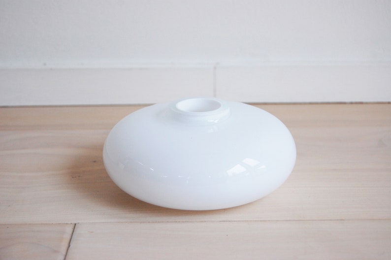 Vintage Modern White Cased Glass Round Flower Vase Bergdala Sweden image 1