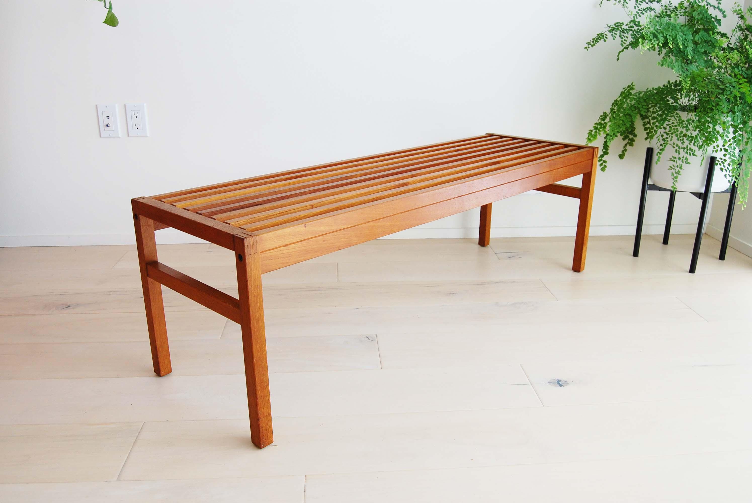 Danish Modern Teak Slat Bench / Coffee Table by Lysgaard Mobler