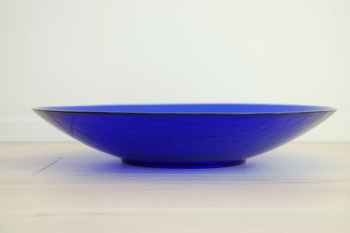 Vintage Extra Large Cobalt Blue Glass Plate/shallow Bowl 15 Etsy