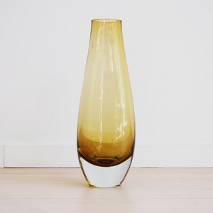 Vintage Amber Murano Glass Tall Vase Hand Blown