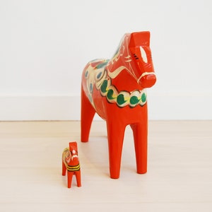 Vintage Swedish Dala Painted Orange Wooden Horses Nils Olsson Nusnas image 7