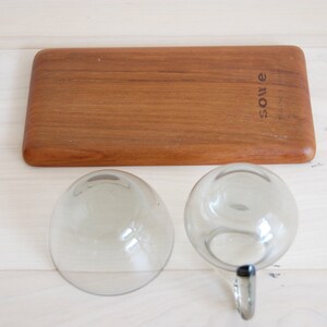 Vintage Scandinavian Modern Sowe Sovestad Smoked Grey Glass Milk and Sugar Containers with Teak Tray image 5