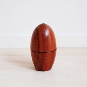 Scandinavian Modern Egg Shaped Solid Teak Salt and Pepper Shakers