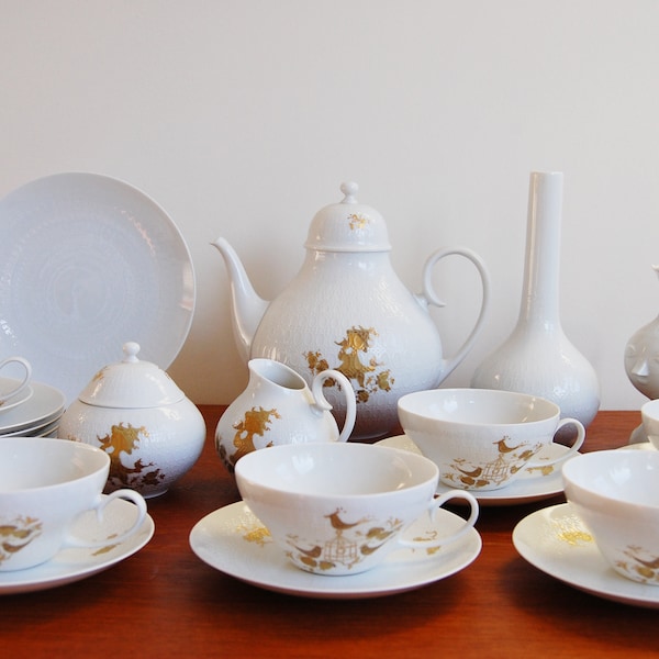 23 pc Rosenthal Studio Line Romance Gold Porcelain China Set Bjorn Wiinblad Made in Germany