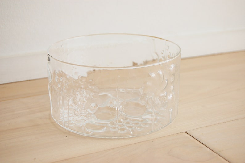 Scandinavian Modern Nuutajarvi Flora 6 inch Glass Serving Bowl Oiva Toikka Made in Finland image 2