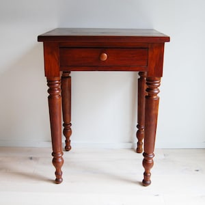 Antique Solid Cherry Bedside Table with Drawer Early American