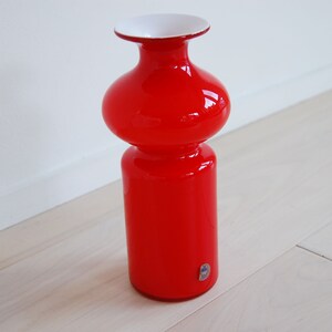 Danish Modern Holmegaard Red Glass Vase Carnaby Per Lutken Made in Denmark image 4