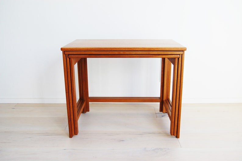 Danish Modern Solid Teak Nesting Tables Peter Hvidt and Orla Molgaard Nielsen France and Deverkosen Made in Denmark image 4