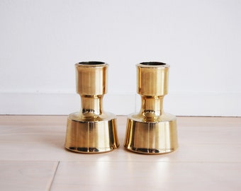 Pair of Vintage Dansk Designs Brass Candle Holders Jens Quistgaard Made in France 1960s