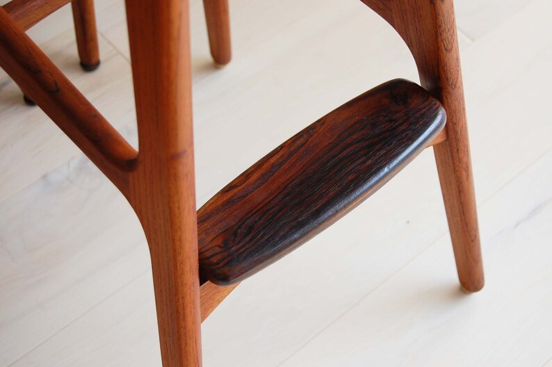 Set of 5 Danish Mid Century Modern Erik Buch Teak and Rosewood Bar Stools Model 61 Oddense Maskinsnedkeri in Denmark image 4