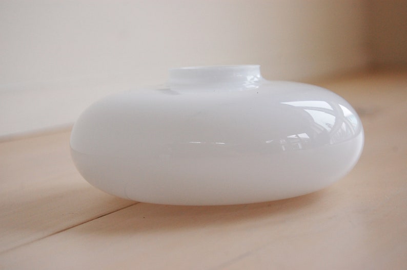 Vintage Modern White Cased Glass Round Flower Vase Bergdala Sweden image 3