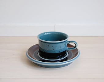 Arabia Finland Meri Stoneware Espresso Cup and Saucer Set Raija Uosikkinen, Ulla Procopé