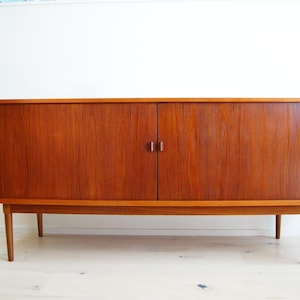 Danish Modern Peter Lovig Nielsen for Lovig Mobler Teak Tambour Door Sideboard with Finished Backside Made in Denmark