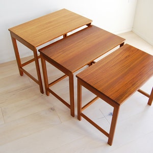 Danish Modern Solid Teak Nesting Tables Peter Hvidt and Orla Molgaard Nielsen France and Deverkosen Made in Denmark image 3