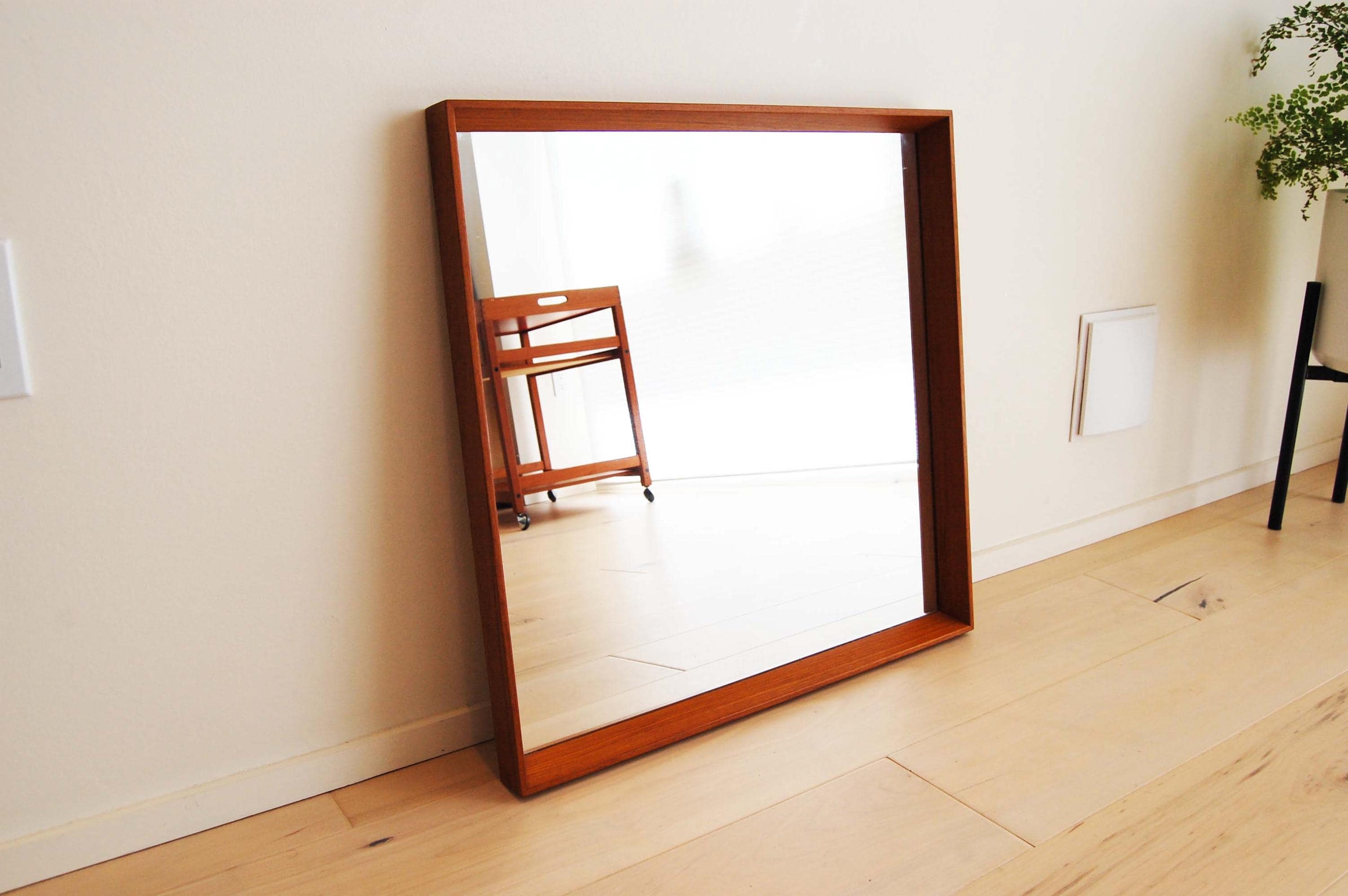 Danish Modern Pedersen Hansen Teak Square Wall Mirror Made in Denmark