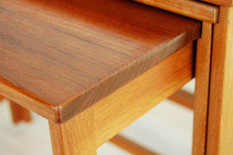 Danish Modern Solid Teak Nesting Tables Peter Hvidt and Orla Molgaard Nielsen France and Deverkosen Made in Denmark image 8