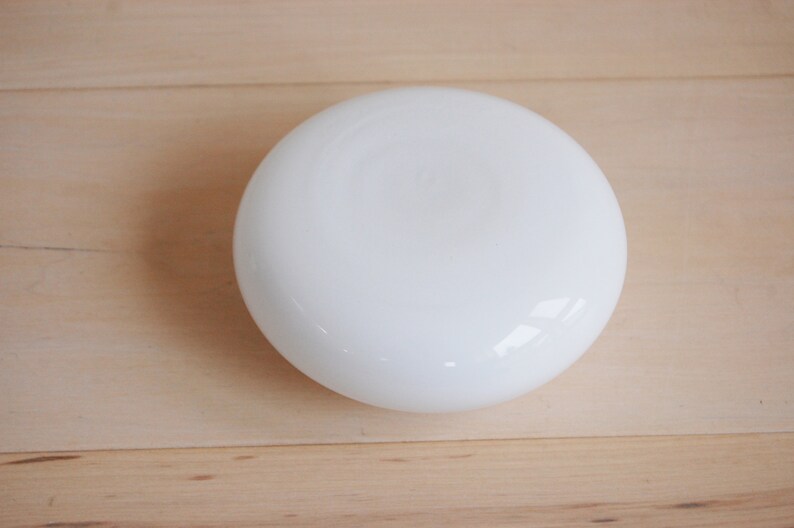 Vintage Modern White Cased Glass Round Flower Vase Bergdala Sweden image 5