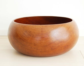 Vintage Genuine Teak Wood Large Salad Serving Bowl Made in Thailand